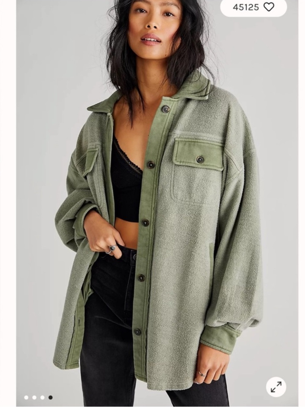 Free People Oversized Fall Ruby Shirt Jacket / Shacket in Sage Green - Size XS